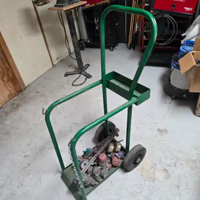 Welding gas tank cart - heavy duty cart, holds to bottles (oxygen / acytelene). Asking $60.00, Auror...