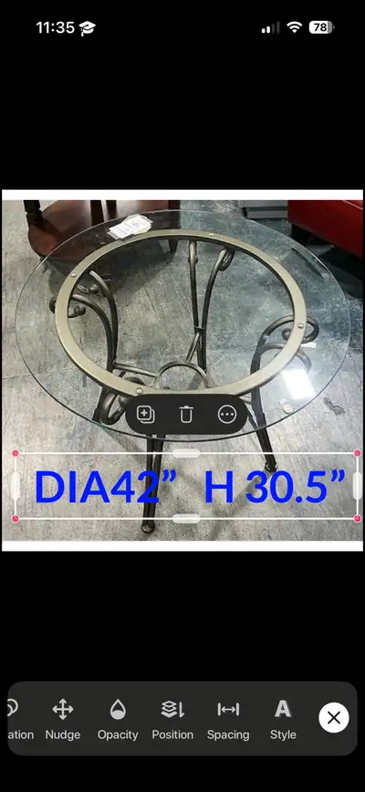 wrought iron glass round table , View more