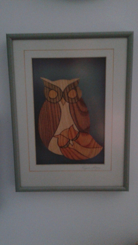 cadre 2 hiboux en bois/ wooden owl frame dans Décoration intérieure et accessoires  à Laval/Rive Nord