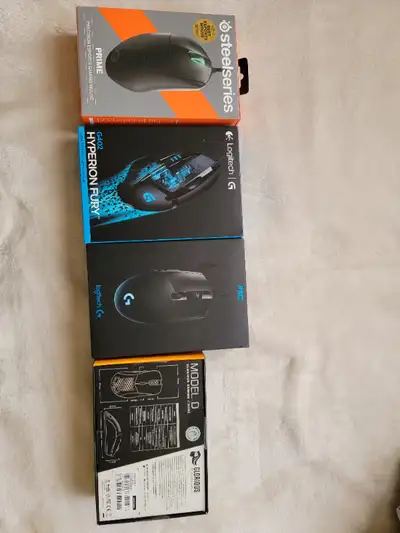 Hi, I'm selling a few brand new gaming mice. Here is the list: Steelseries FPS prime gaming mouse wi...
