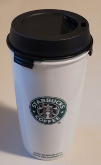Starbucks Ceramic White Travel Mug Cup Tumbler For Coffee & Tea