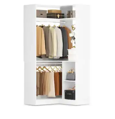 Corner Closet System with 2 Hanging Rods, 33.5'' L Shaped Closet, View more