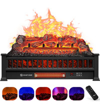 REALISTIC 26” Electric Fireplace Log Set Heater with Glowing Emb