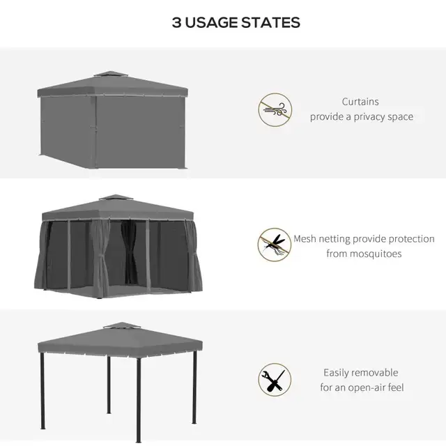 Outsunny 2-Tier Outdoor Gazebo Canopy Tent  in Patio & Garden Furniture in City of Toronto - Image 6