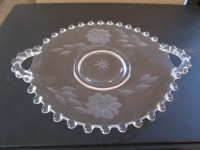cornflower plate with beaded edge and handles