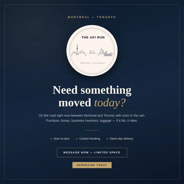 Montreal/Toronto Delivery Services