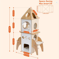 Sold Out Pawz Spaceship Shaped Wooden Multi-Level Cat Tree