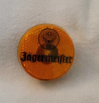 Flashing Jagermeister Light Up Blinking Orange 2" Clip On Pin Button Badge Jagermeister Orange Round...