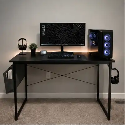 Modern Black Computer Desk + Office Chair Set, View more