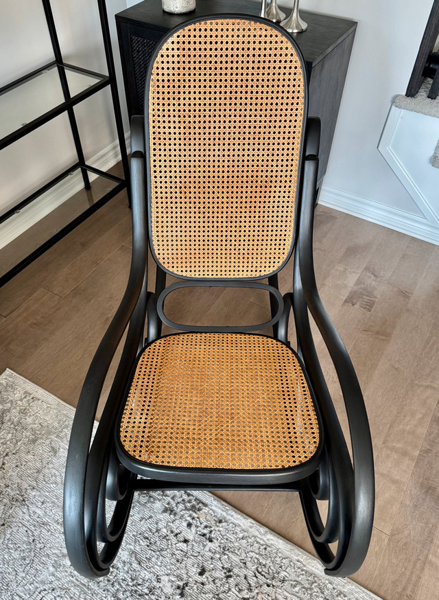 Black Bentwood & Rattan Rocking Chair in Chairs & Recliners in Ottawa - Image 2