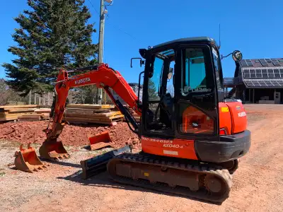 2020 Kubota KX040-4 Mini-excavator for hire or rent 4.7 Tonne, Cab has heat, A/C and radio. $500/day...