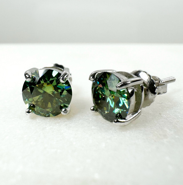 18K | S925 Green Round Cut Earrings ⚡️ in Jewellery & Watches in Oshawa / Durham Region - Image 2