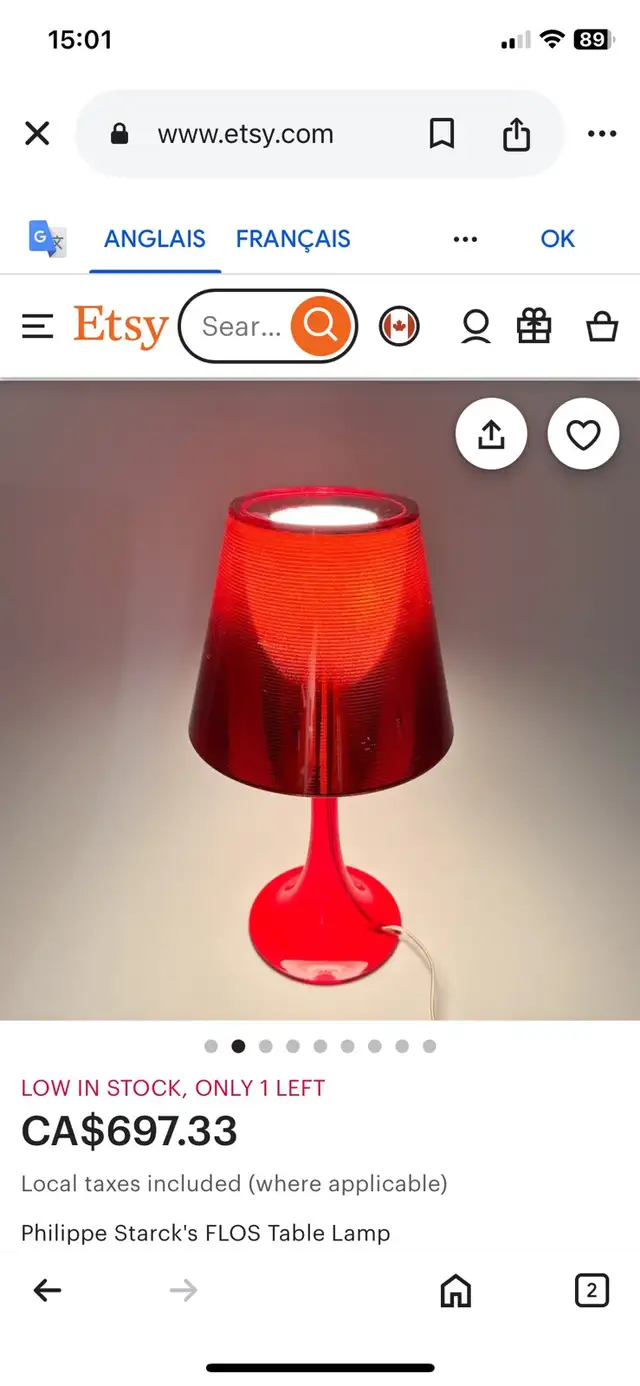 Rare Miss K Table Lamp Transparent Red by Nerval Philippe Starck in Indoor Lighting & Fans in Laval / North Shore - Image 8