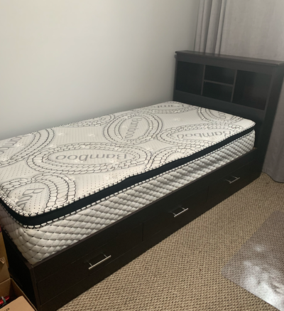 Super Twin Bed & Mattress & Headboard shelves, & drawers., View more