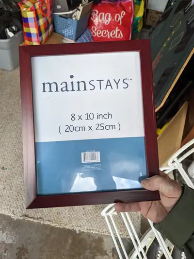 Lot of Mainstays 8 X 10 wooden picture frames, brown with glass. I have 25. $3 each or all for $50
