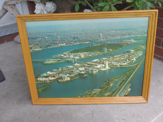 FIRST $65  ~ Rare Vintage ~ Expo 67 Aerial View Oak Wood Frame ~ in Arts & Collectibles in St. Catharines - Image 2