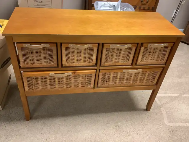 2 Wood and wicker storage units in Bookcases & Shelving Units in Strathcona County - Image 4