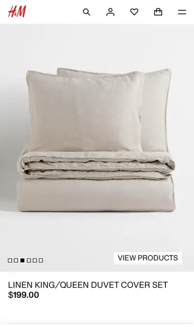 H&M Premium Linen Queen Size Duvet Cover & Pillowcases, View more