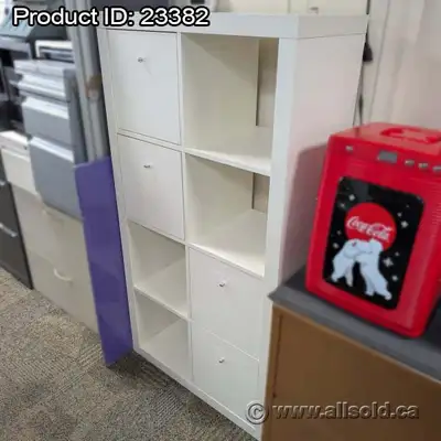 White IKEA Storage 4x2 Cube Bookcase w/ 4 Pull Out Drawers, View more