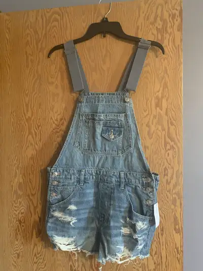 Brand new jean overall shorts , View more