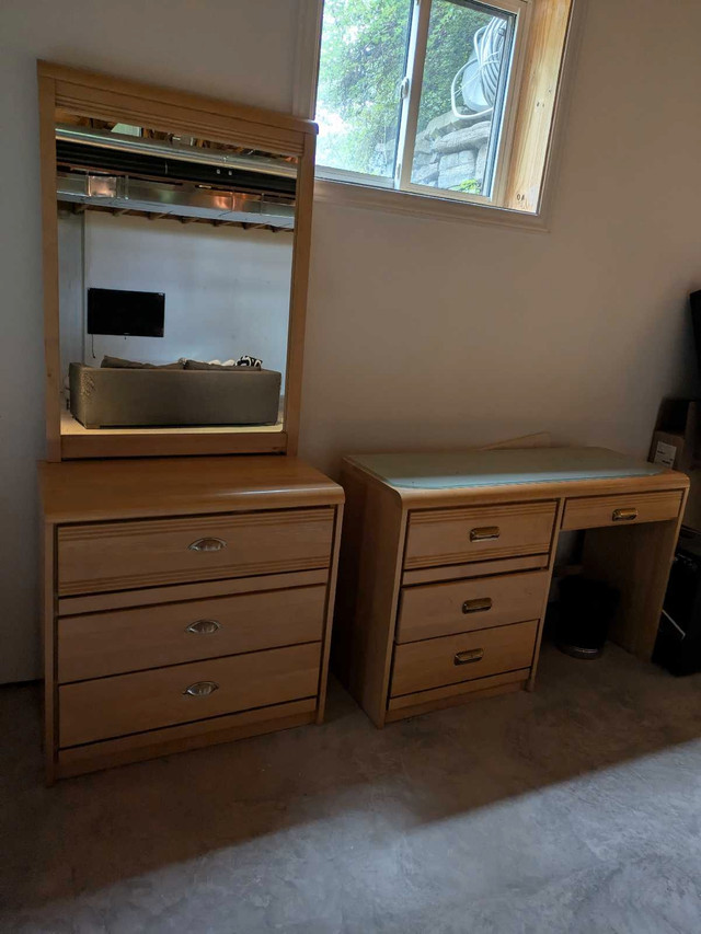 Solid wood bedroom dresser and homework desk in Multi-item in Ottawa