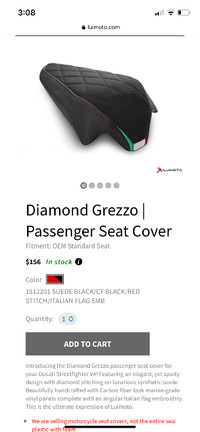 2021 Ducati Streetfighter Luimoto seat covers