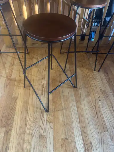 Round Metal & Solid Wood Top barstools - $40 each, View more