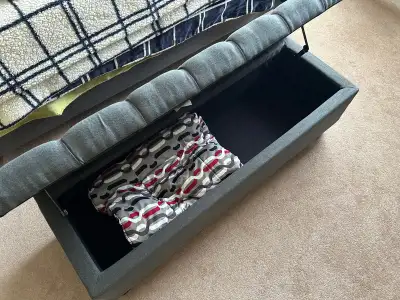 Amalfi Polyester Blend Upholstered Storage Bench (Dark Grey) 