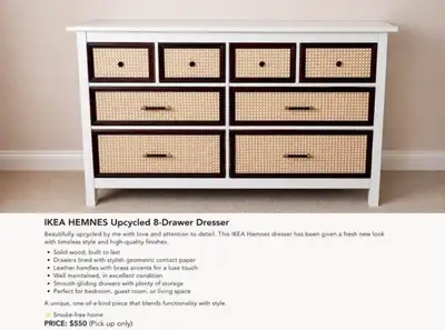 IKEA Hemnes Upcycled 8- Dresser Drawer, View more