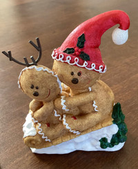 Resin Christmas Gingerbread Boy Girl and Sled Figurine Ornament
