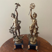 Vintage French Industry and Commerce Statues