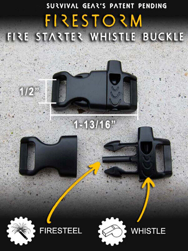 Bracelet Survival Paracord kit Whistle Gear BLK Flint Starter dans Loisirs et artisanat  à Laval/Rive Nord - Image 3