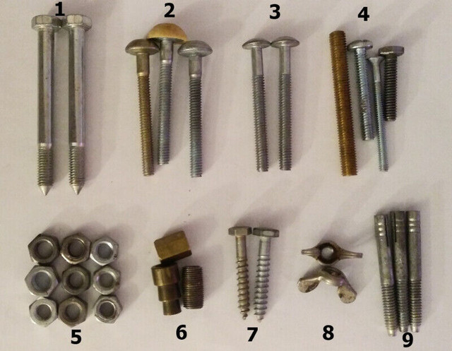 27 Various Bolts / Nuts sets - $4/set - home renovation hardware in Hardware, Nails & Screws in London