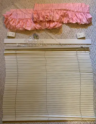 Corded almond/off white aluminum window blind 43" w x 36 1/2", View more