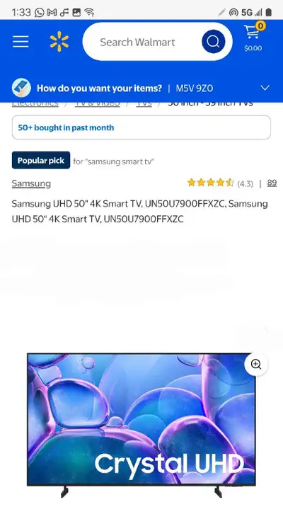 2025 -- Samsung 50" 4K Crytsal UHD Smart TV BOXING WEEK SALE , View more