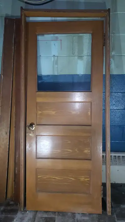 Vintage Solid Wood Door w/ Window & Frame, View more