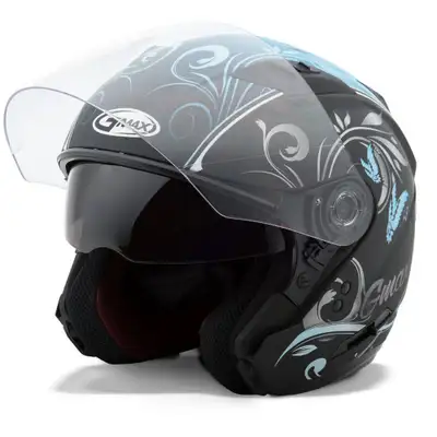GMAX OF77 Convertible Open Face Helmet, Size S, Butterfly Blue Rarely used. Excellent condition. Plu...