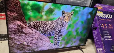 This was an open box tv. When taking out of the box the screen near the left side beside the fram go...