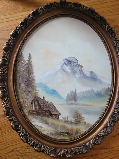 Cabin/Mountain painting, View more