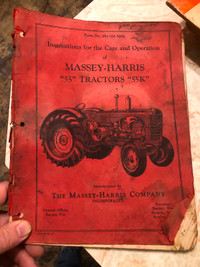 Vintage Massey Harris 55, 55K Tractor Operators Manual