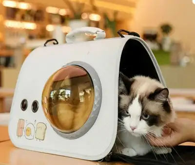 Cat Carrier Bag, Breathable Mesh Cover Large Capacity PU Leather, View more