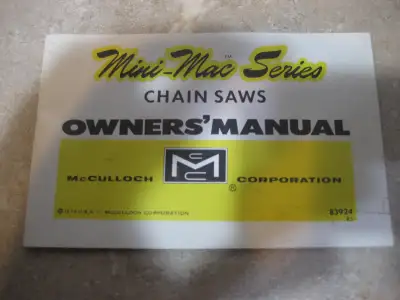 Vintage McCulloch Mini Mac Chainsaw Owner's Manual, View more