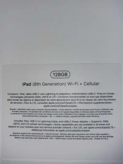 APPLE IPAD 8TH GEN wifi+cellular, View more
