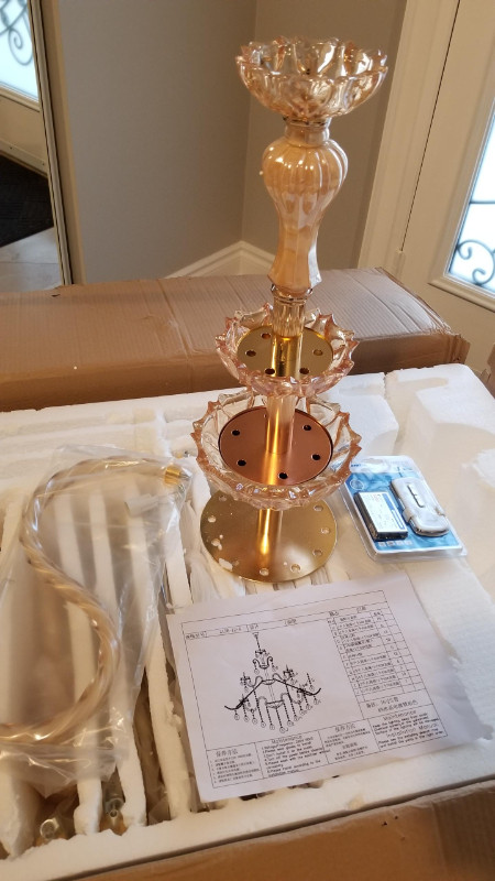 New Large Rose gold color Glass and Metal Chandelier $1500 in Indoor Lighting & Fans in Mississauga / Peel Region - Image 2