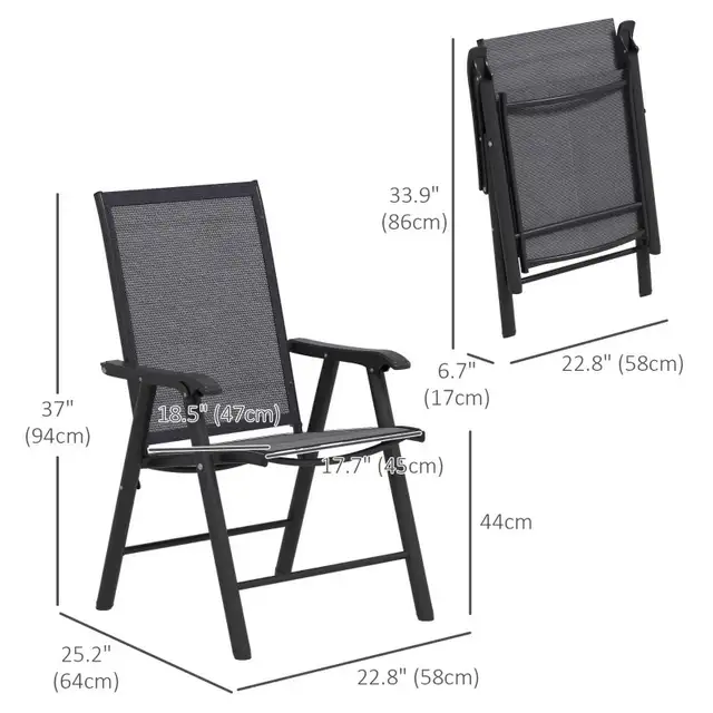 2-Piece Folding Chair Set for Relaxing on Patio Balcony Garden,  in Patio & Garden Furniture in Markham / York Region - Image 4