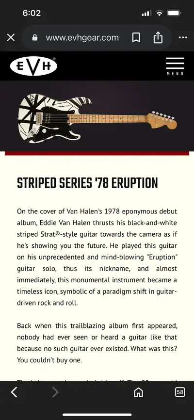 EVH 78’ Eruption striped series, View more