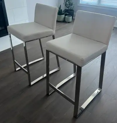 White leather bar stools (3 in total), View more
