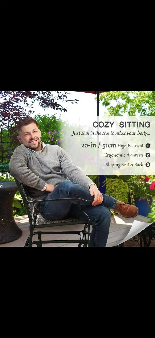 For 2  Outdoor Glider Chairs, Patio Rocker for Deck with in Patio & Garden Furniture in Markham / York Region - Image 7