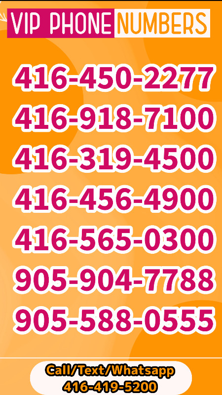 GET THE BEST VIP PHONE NUMBERS ON SALE - 416 VIP NUMBERS in Cell Phone Services in Mississauga / Peel Region