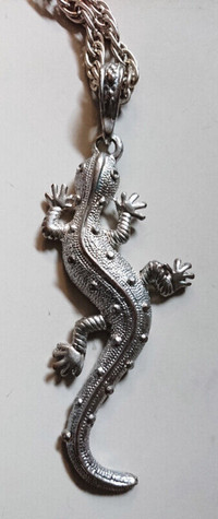 Vintage Silver Plated Lizard Necklace